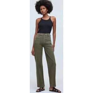 High-Rise Straight-Leg Women's Jeans in Olive